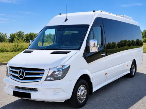 Mercedes Sprinter 20 seater minibus front left view