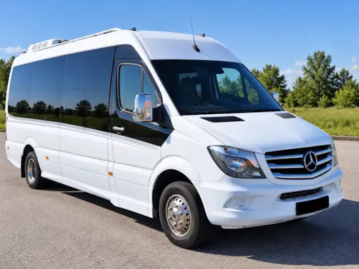 Mercedes Sprinter 20 seater minibus front right view