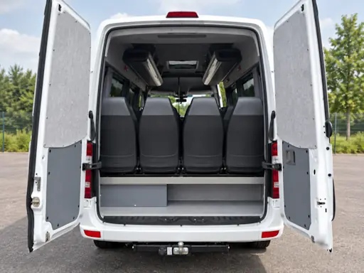 Mercedes Sprinter 30 seater minibus luggage compartment