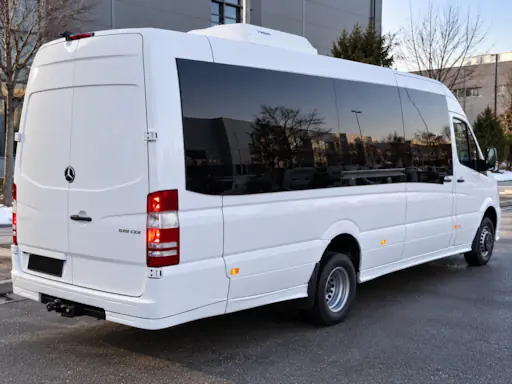 Mercedes Sprinter 27 seater minibus rear view
