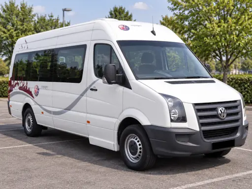 Volkswagen Crafter 20 seater minibus front right view